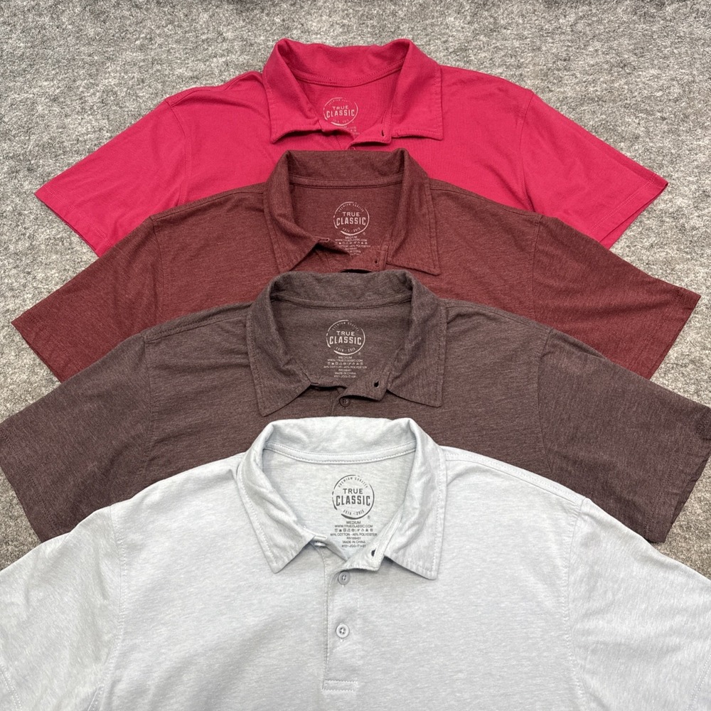 True Classic polo shirts men's medium cotton polyester blend preppy LOT BUNDLE